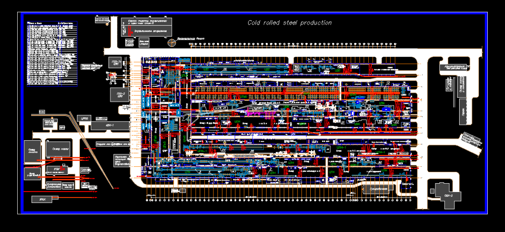 Cold rolled steel production plant drawing – dwg